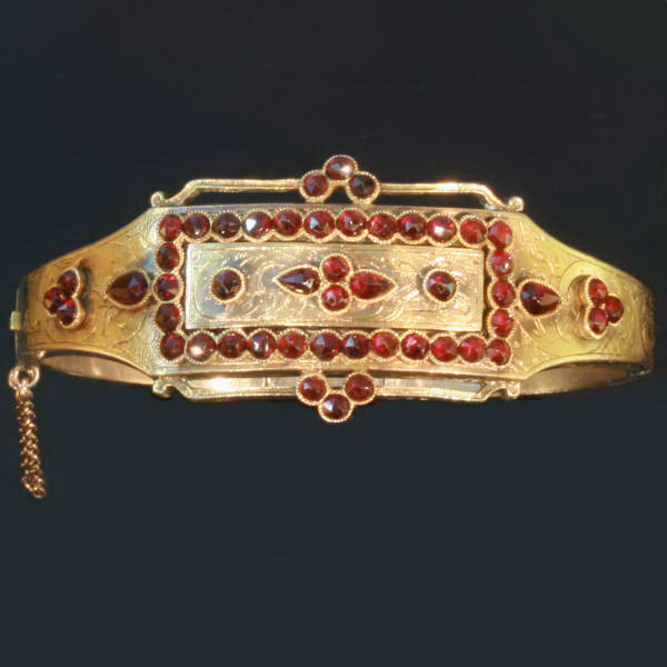 Antique Bohemian garnet bangle, Victorian style